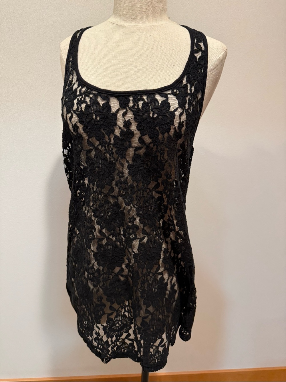 Frenchi Black Lace Tank Top